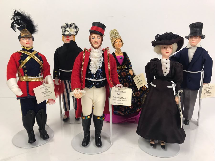 Collection Of (6) Peggy Nisbet Costume Dolls Made In England Including The Circus Ring Master And Russian Clown