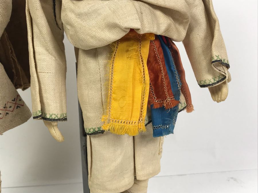 Pair Of Vintage 1940's Soviet Union Dolls Mordwa Woman And Village Boy [Photo 12]