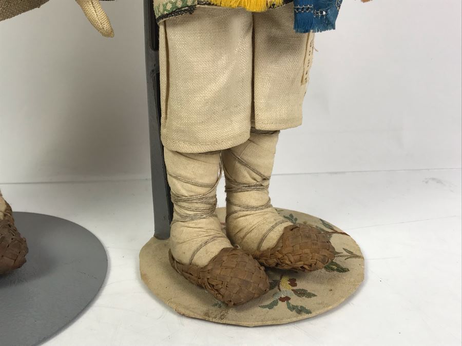 Pair Of Vintage 1940's Soviet Union Dolls Mordwa Woman And Village Boy [Photo 13]