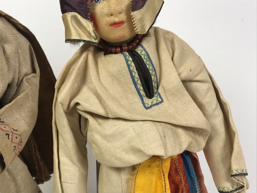 Pair Of Vintage 1940's Soviet Union Dolls Mordwa Woman And Village Boy [Photo 11]