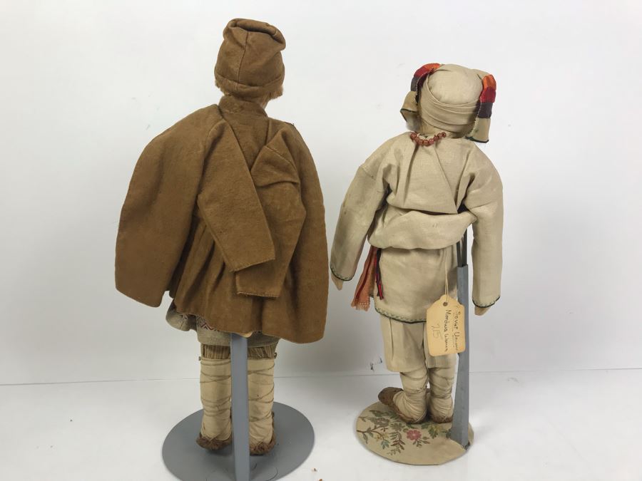 Pair Of Vintage 1940's Soviet Union Dolls Mordwa Woman And Village Boy [Photo 17]