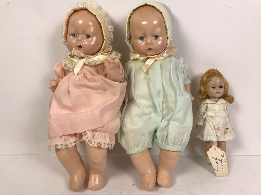 Pair Of 1924 E.I.H. Co Inc (Early Horsman) Dolls And Vintage Vogue Ginny Nancy Doll