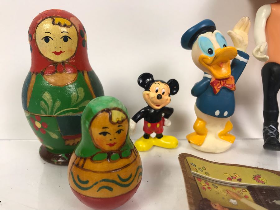Vintage Toy Lot With Vintage 1976 McDonalds Hamburglar, Walt Disney Mickey Mouse And Donald Duck, King Kong Magnets, Nesting Dolls, Scooby Doo And Pokemon Action Figures [Photo 3]