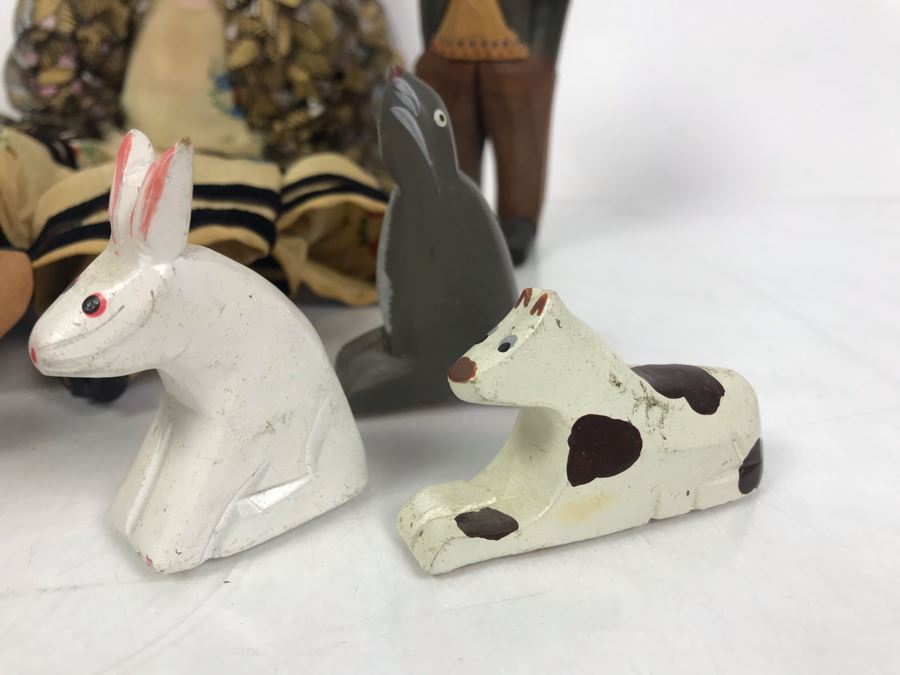 Vintage German Doll, Korean Carved Wooden Animals, Danish Carved Wooden Fisherman And Vintage Nun Doll [Photo 4]