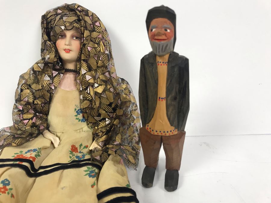 Vintage German Doll, Korean Carved Wooden Animals, Danish Carved Wooden Fisherman And Vintage Nun Doll [Photo 11]