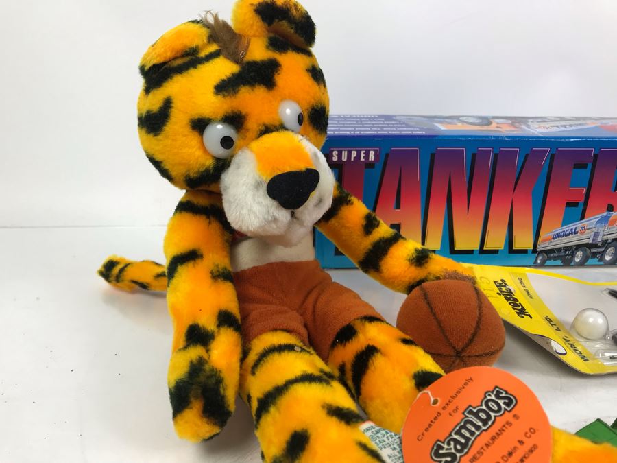 Various Matchbox Cars, Tootsie Cars, Sambo's Restaurant Hooper Tiger Plush Toy, New Seal Mobile And Super Tanker Unocal 76 Truck New Old Stock [Photo 11]