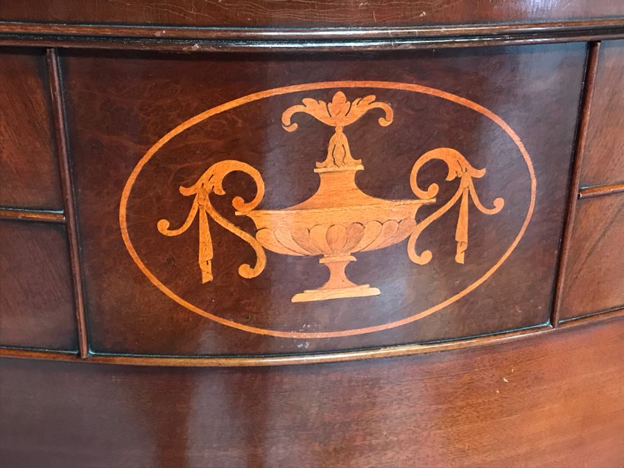 Vintage Serpentine Front Chest Of Drawers Dresser With Inlaid Wood On Top Drawer By White Furniture Co. Owned By William 'Bill' H. Harris, RADM, USN (Ret.) [Photo 5]