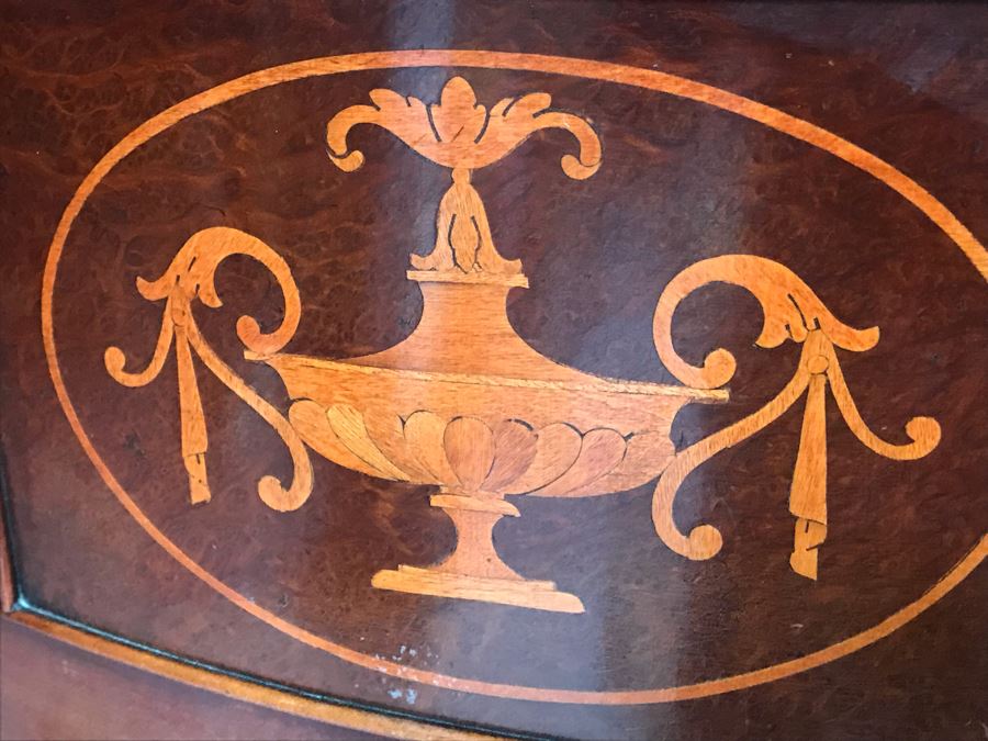 Vintage Serpentine Front Chest Of Drawers Dresser With Inlaid Wood On Top Drawer By White Furniture Co. Owned By William 'Bill' H. Harris, RADM, USN (Ret.) [Photo 6]