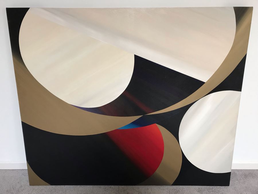 Original Modernist Abstract Painting Signed By Artist On Back 48' X 40' [Photo 3]