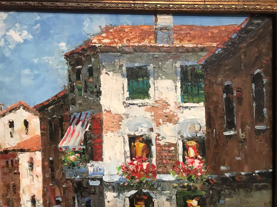 Original Signed Oil Painting Of Venentian Scene 43' X 31' [Photo 6]