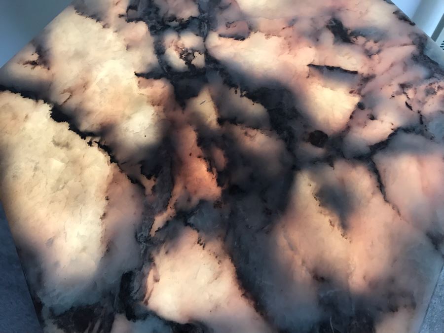 Signed Marble Exotic Stone Lighted Pedestal Table For Displaying Sculptures By H. Rappaport 13'W X 30'H [Photo 4]