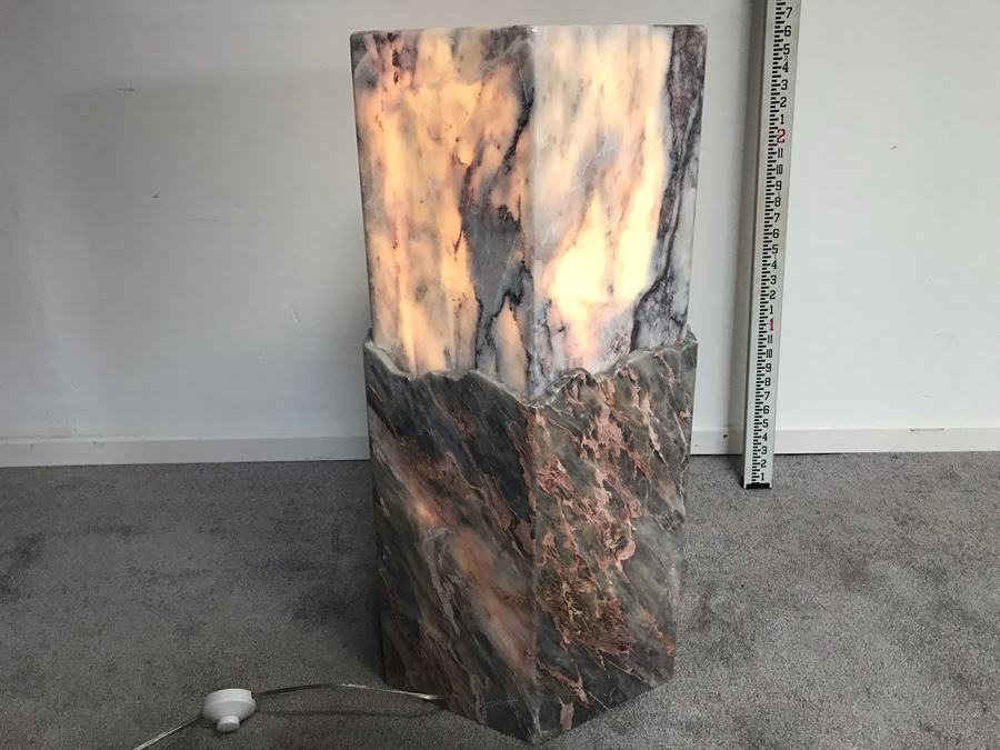 Signed Marble Exotic Stone Lighted Pedestal Table For Displaying Sculptures By H. Rappaport 13'W X 30'H [Photo 7]