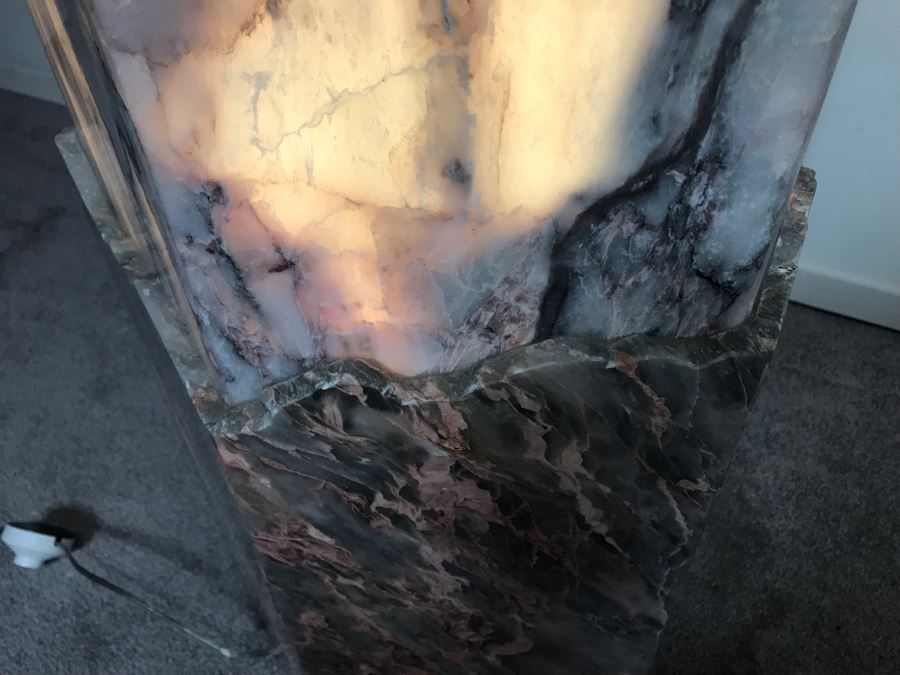 Signed Marble Exotic Stone Lighted Pedestal Table For Displaying Sculptures By H. Rappaport 13'W X 30'H [Photo 11]