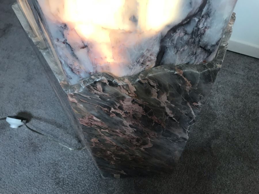 Signed Marble Exotic Stone Lighted Pedestal Table For Displaying Sculptures By H. Rappaport 13'W X 30'H [Photo 12]