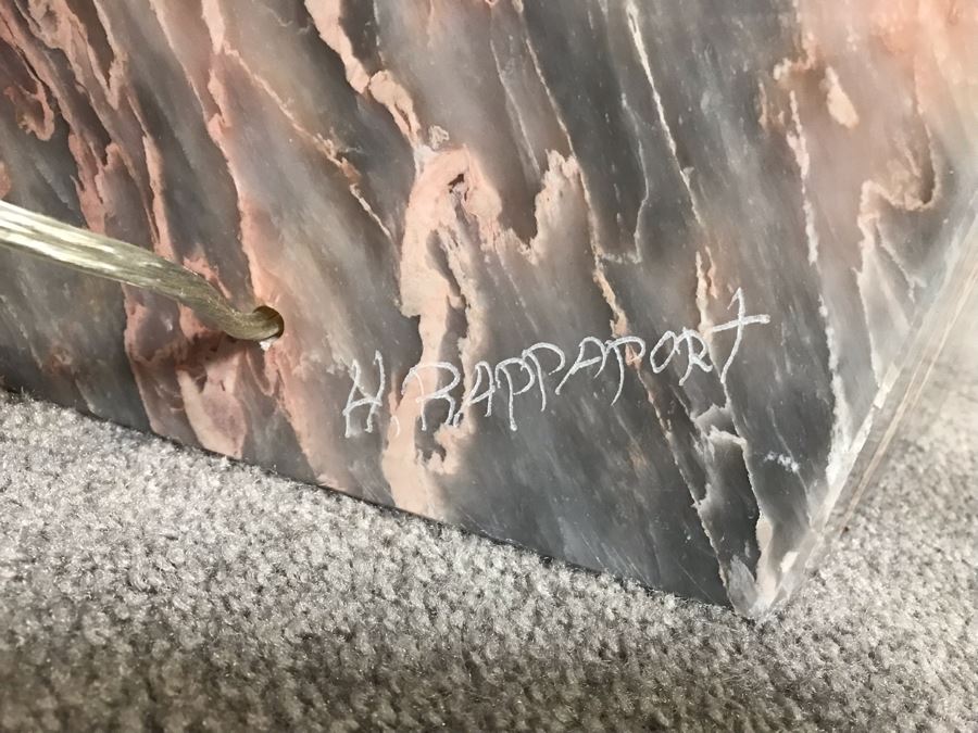 Signed Marble Exotic Stone Lighted Pedestal Table For Displaying Sculptures By H. Rappaport 13'W X 30'H [Photo 9]