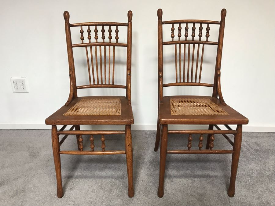 Pair Of Vintage Cane Seat Chairs From William 'Bill' H. Harris, RADM, USN (Ret.) [Photo 1]