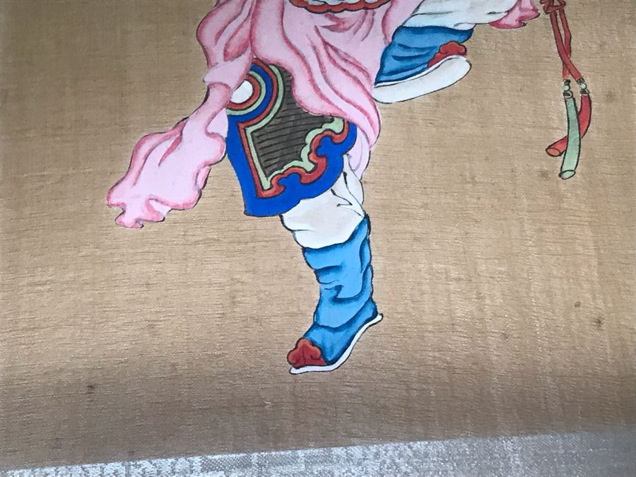 Pair Of Original Chinese Paintings Of Warrior Sung Dynasty And Lady Of The Court Ching Dynasty 18' X 22' [Photo 12]