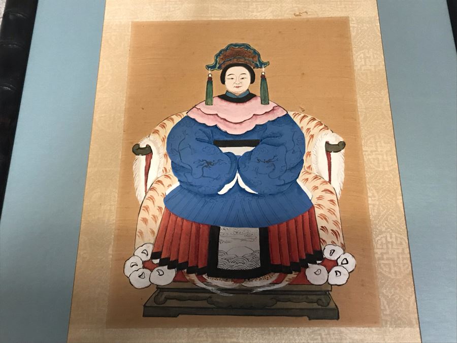 Pair Of Original Chinese Paintings Of Warrior Sung Dynasty And Lady Of The Court Ching Dynasty 18' X 22' [Photo 4]