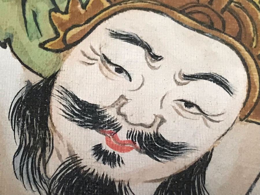 Pair Of Original Chinese Paintings Of Warrior Sung Dynasty And Lady Of The Court Ching Dynasty 18' X 22' [Photo 15]