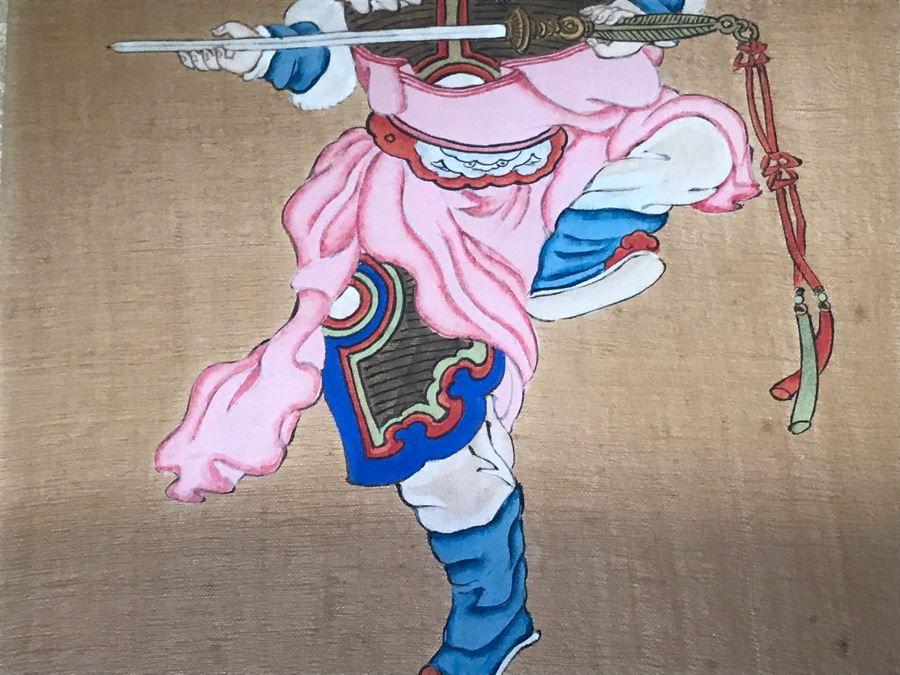 Pair Of Original Chinese Paintings Of Warrior Sung Dynasty And Lady Of The Court Ching Dynasty 18' X 22' [Photo 11]