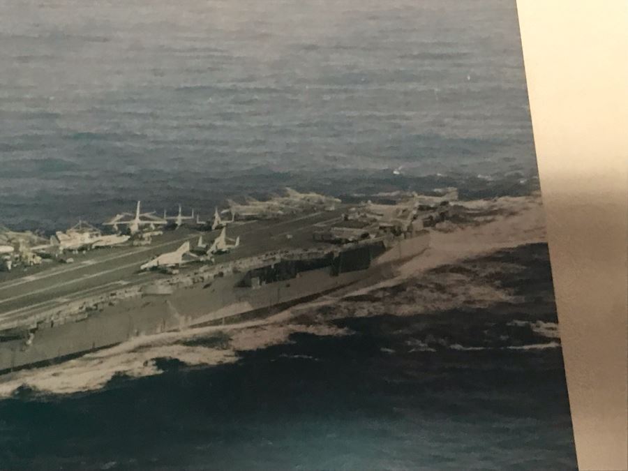 Framed Signed Large Photograph Of USS Coral Sea (CVA-43) 24' X 20' Presented To RADM W. H. Harris [Photo 6]