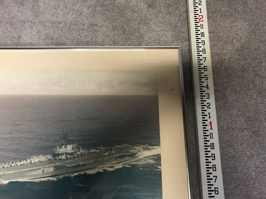 Framed Signed Large Photograph Of USS Coral Sea (CVA-43) 24' X 20' Presented To RADM W. H. Harris [Photo 9]