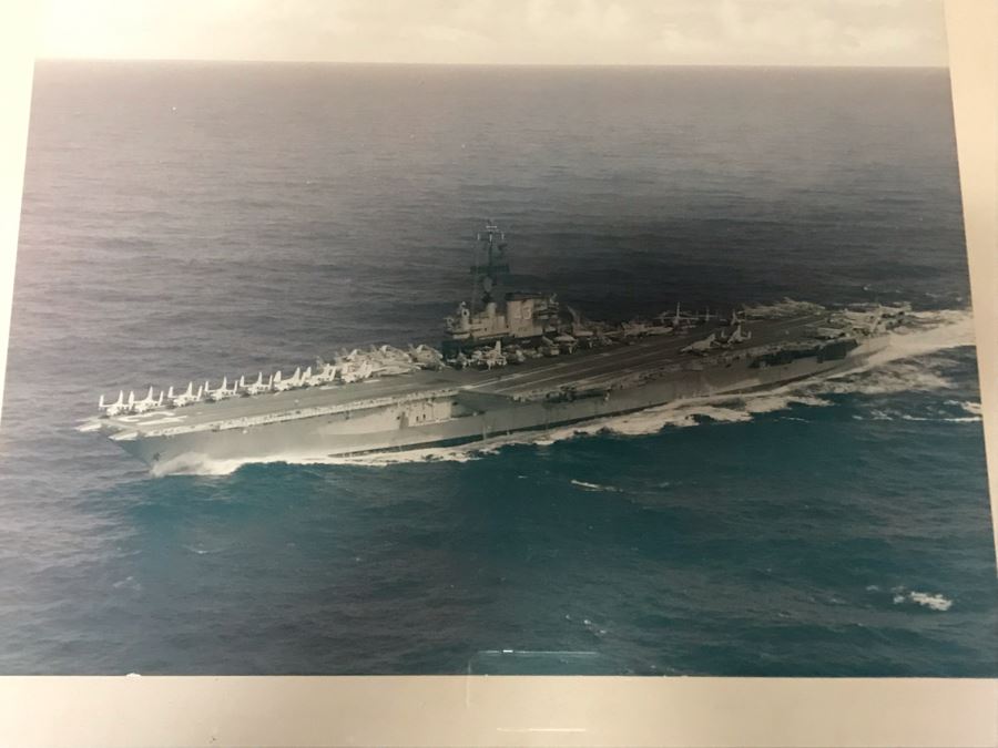 Framed Signed Large Photograph Of USS Coral Sea (CVA-43) 24' X 20' Presented To RADM W. H. Harris [Photo 3]