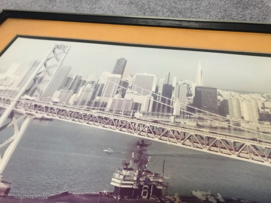 Framed Signed Photograph USN USS Ranger (CVA-61) 24' X 20' Personalized To RADM W. H. Harris 'Your First Flagship' [Photo 8]