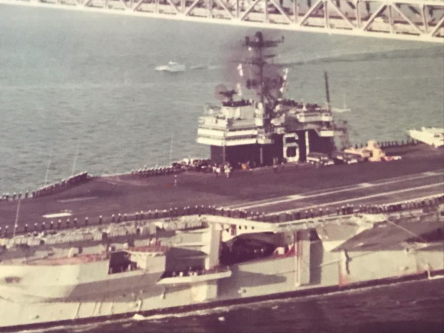 Framed Signed Photograph USN USS Ranger (CVA-61) 24' X 20' Personalized To RADM W. H. Harris 'Your First Flagship' [Photo 6]