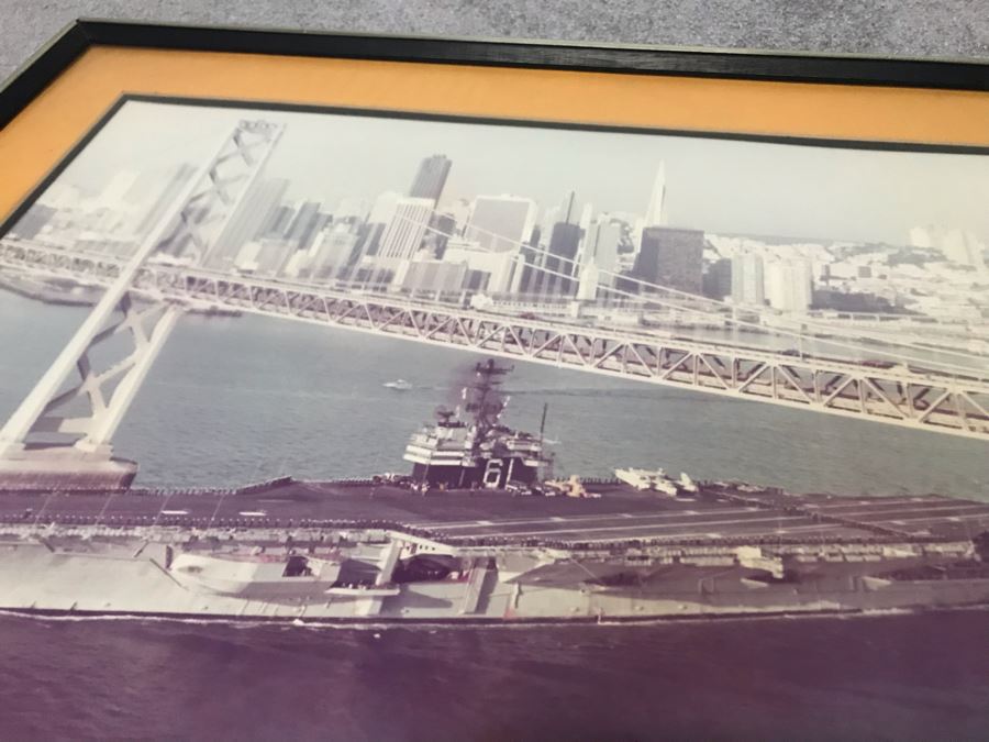 Framed Signed Photograph USN USS Ranger (CVA-61) 24' X 20' Personalized To RADM W. H. Harris 'Your First Flagship' [Photo 7]