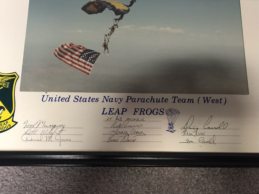 Signed United States Navy Parachute Team (West) Leap Frogs Photograph Personalized To RADM William H. Harris 17' X 21' [Photo 5]