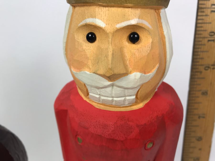 Pair Of Carved Wooden Figurines Dolls One Made In Spain [Photo 7]