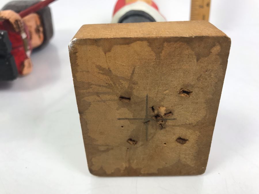 Pair Of Carved Wooden Figurines Dolls One Made In Spain [Photo 11]