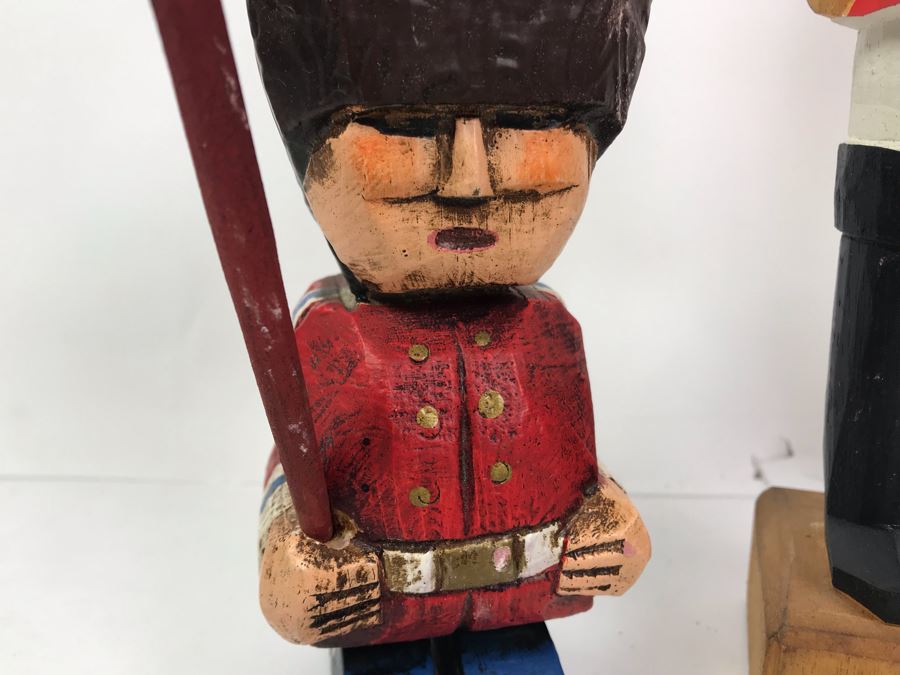 Pair Of Carved Wooden Figurines Dolls One Made In Spain [Photo 4]