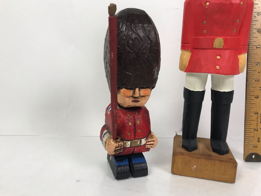 Pair Of Carved Wooden Figurines Dolls One Made In Spain [Photo 3]