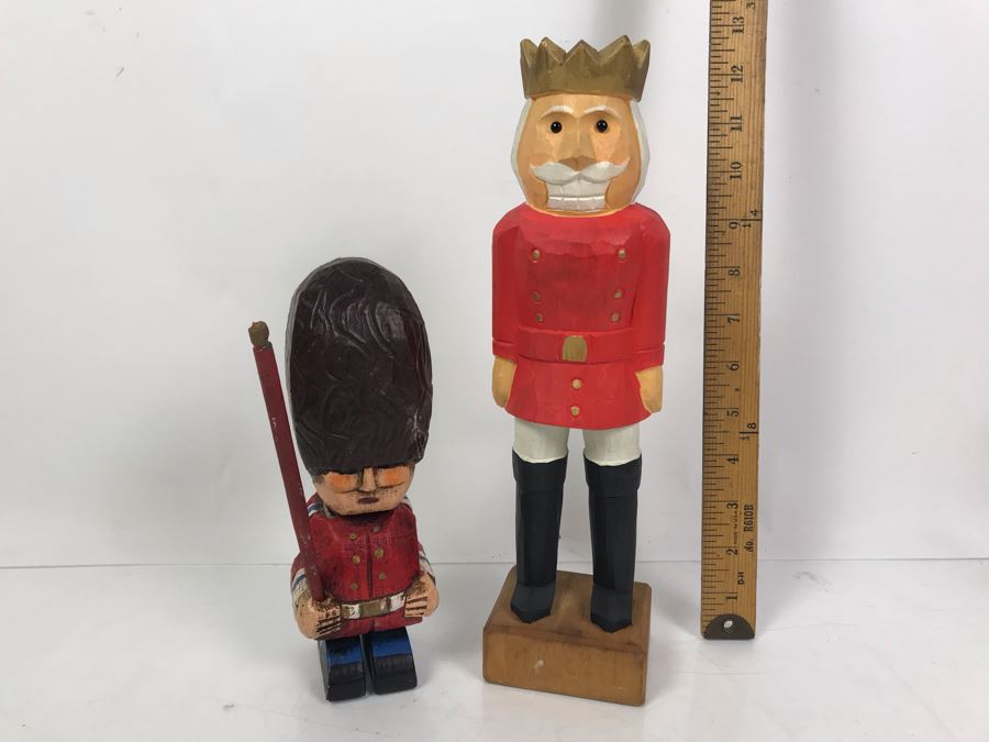 Pair Of Carved Wooden Figurines Dolls One Made In Spain [Photo 1]