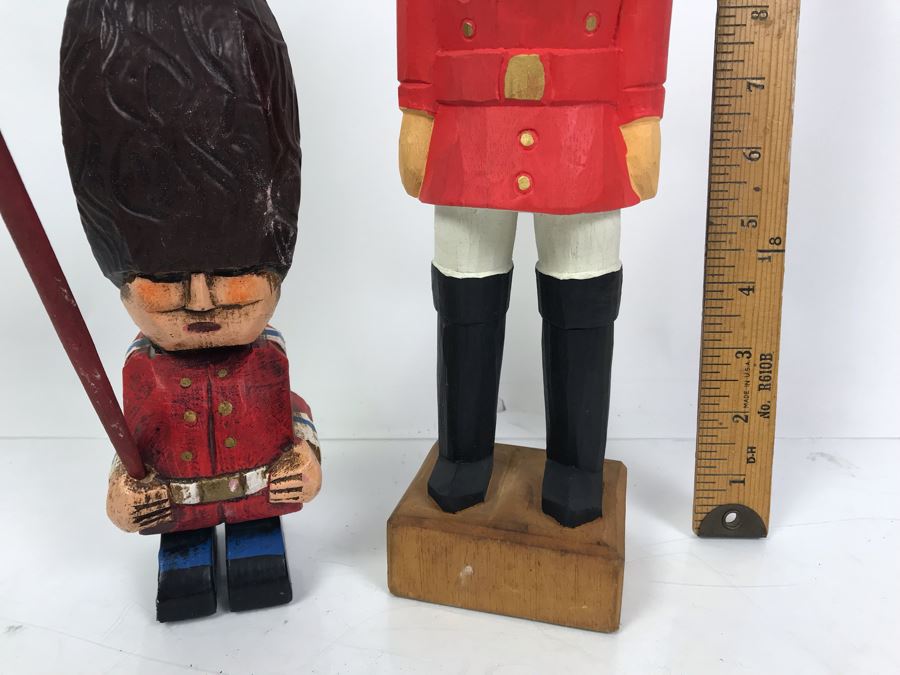 Pair Of Carved Wooden Figurines Dolls One Made In Spain [Photo 8]