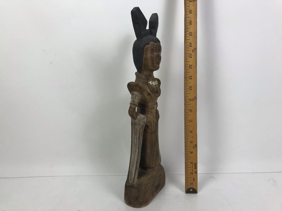 Carved Wooden Figurine Statue Of Woman Made In Vietnam 17'H [Photo 6]