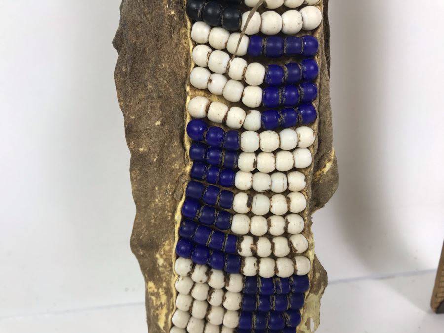 Vintage Carved Wooden Doll With Beaded Outfit 12'H [Photo 12]