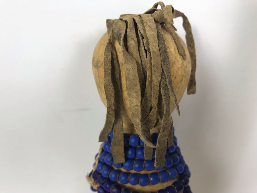 Vintage Carved Wooden Doll With Beaded Outfit 12'H [Photo 9]