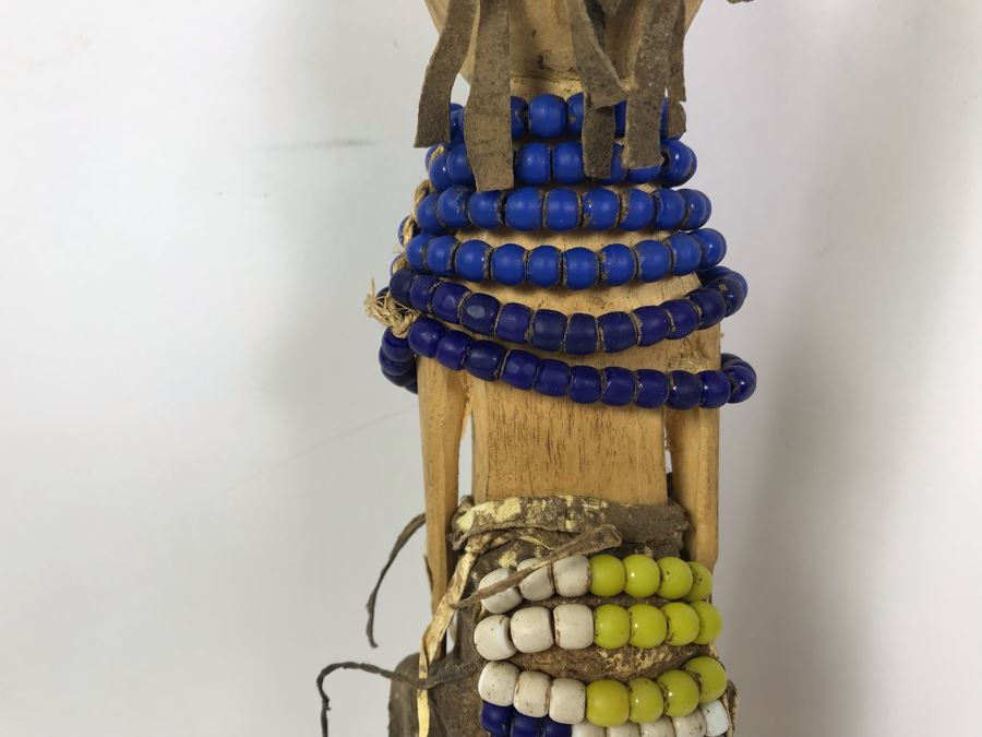 Vintage Carved Wooden Doll With Beaded Outfit 12'H [Photo 10]