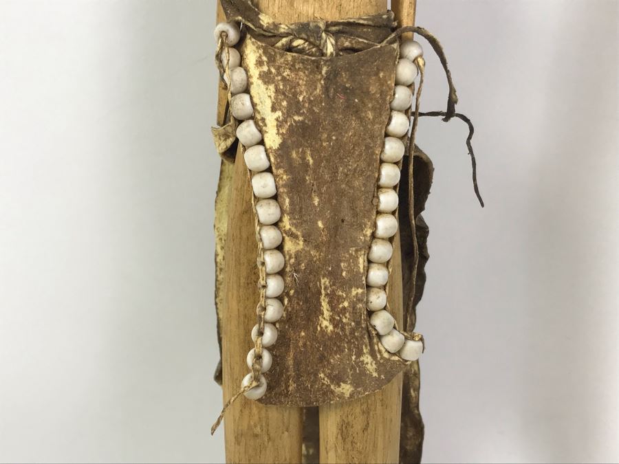 Vintage Carved Wooden Doll With Beaded Outfit 12'H [Photo 7]