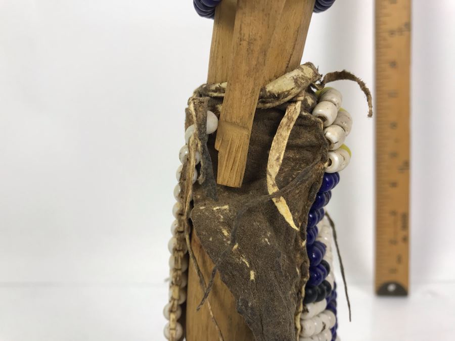 Vintage Carved Wooden Doll With Beaded Outfit 12'H [Photo 15]