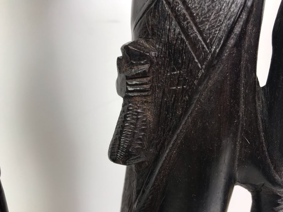 Pair Of Tall Genuine Ebony Hand Carved In Tanzania Nat 15'H [Photo 10]