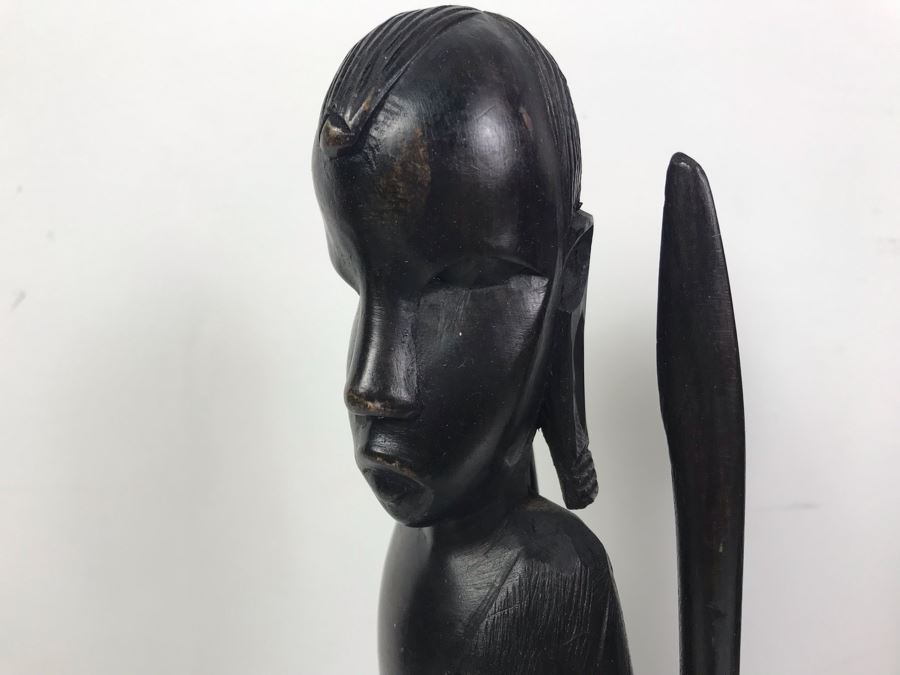Pair Of Tall Genuine Ebony Hand Carved In Tanzania Nat 15'H [Photo 5]
