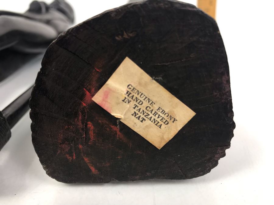 Pair Of Tall Genuine Ebony Hand Carved In Tanzania Nat 15'H [Photo 14]