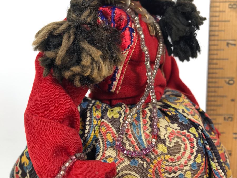 Vintage Signed Gipsy Carved Wooden Doll From Artist Carolyn John, Vintage Wooden Doll From The Amazon And Hand Painted Figurine From India [Photo 14]