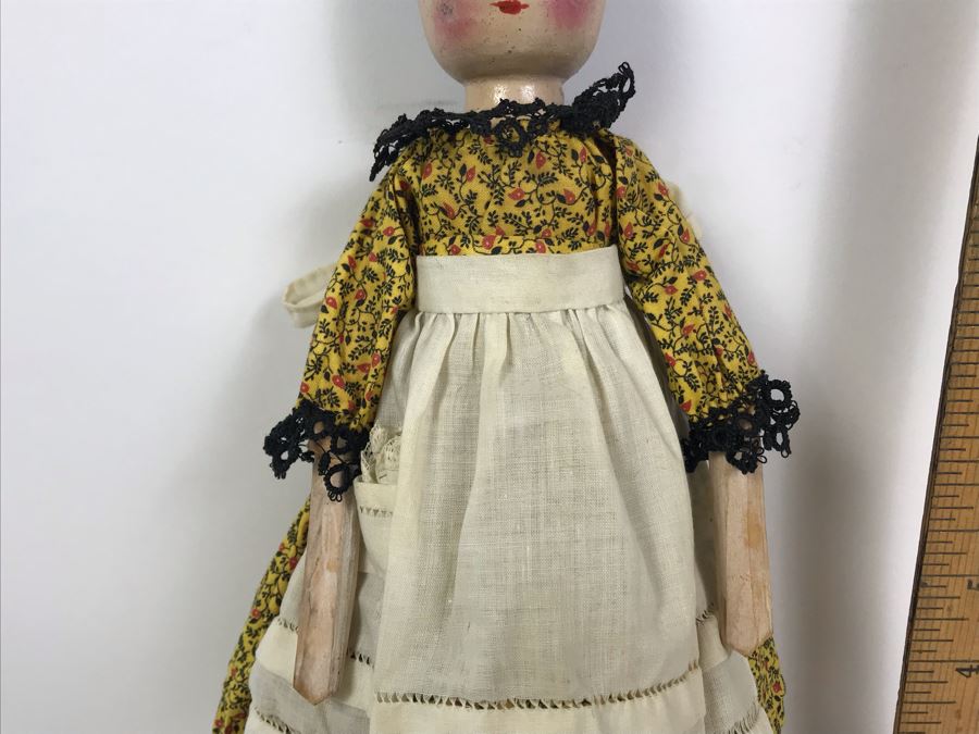 Vintage Hand Painted Wooden Folk Art Doll 12'H [Photo 4]