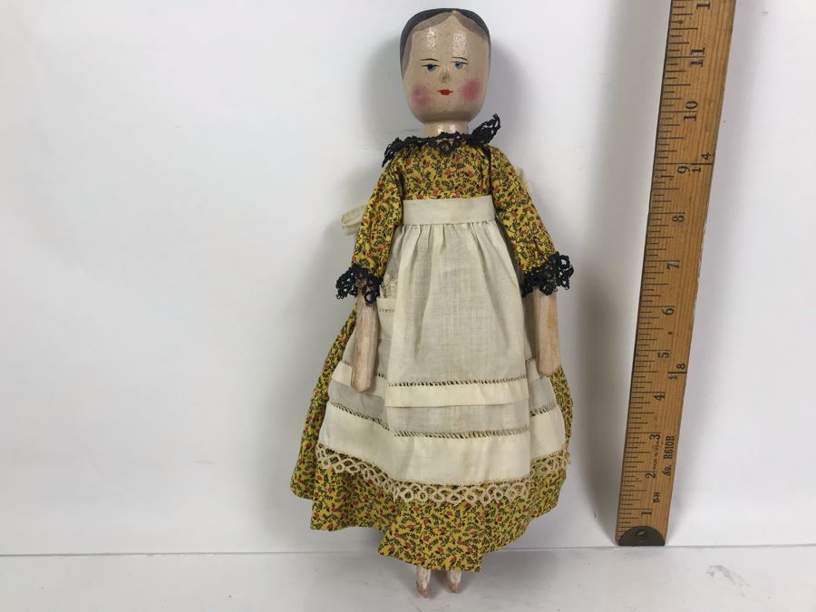 Vintage Hand Painted Wooden Folk Art Doll 12'H [Photo 1]