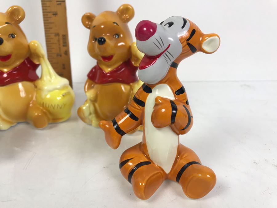 (4) Walt Disney Winnie The Pooh Tigger Eeyore Painted Figurines Japan ...